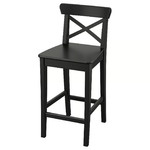 ROSENTORP Bar stool with backrest, counter height/black, 63 cm