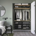 BOAXEL Wardrobe combination, anthracite/oak, 125x40x201 cm