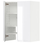 METOD Wall cb f extr hood w shlf/door, white/Voxtorp high-gloss/white, 60x80 cm