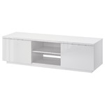 BYÅS TV bench, high-gloss white, 160x42x45 cm