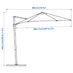 HÖGÖN Parasol, hanging, grey, 270 cm