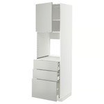 METOD / MAXIMERA High cab f oven w door/3 drawers, white/Havstorp light grey, 60x60x200 cm