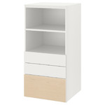 SMÅSTAD / PLATSA Bookcase, white birch, with 3 drawers, 60x55x123 cm