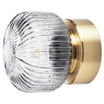 SOLKLINT Wall lamp, wired-in installation, brass, grey clear glass
