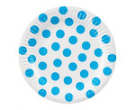 Paper Plates Dots 18cm 6pcs, blue
