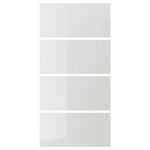 HOKKSUND 4 panels for sliding door frame, high-gloss light grey light grey, 100x201 cm