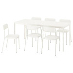 VIHALS / VIHALS Table and 6 chairs, white/white, 120/180x74 cm