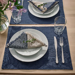 NISSÖGA Place mat, white/dark blue, 45x35 cm