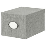 KVARNVIK Storage box with lid, grey, 25x35x20 cm