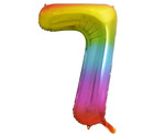 Foil Balloon Number 7, rainbow, 85cm