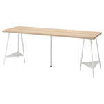 LAGKAPTEN / TILLSLAG Desk, white stained oak, white, 200x60 cm