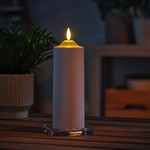 SMÅLOM LED pillar candle, battery-operated white, 19 cm