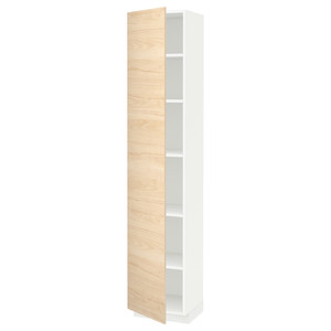 METOD High cabinet/shelves, white/Askersund pattern light ash, 40x37x200 cm