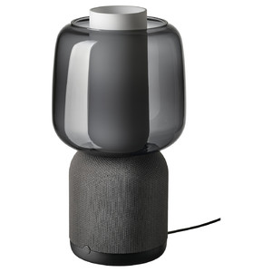 SYMFONISK Speaker lamp w Wi-Fi, glass shade, black