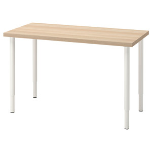 LAGKAPTEN / OLOV Desk, white stained oak effect, white, 120x60 cm