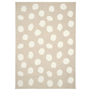 BOGENSE Rug, low pile, beige/white dotted, 133x195 cm