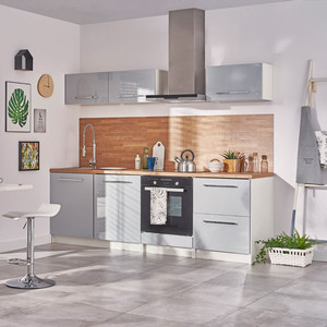 Deftrans Kitchen Furniture Set Brick 2.4 m, high-gloss grey
