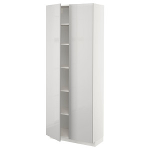 METOD High cabinet with shelves, white/Ringhult light grey, 80x37x200 cm