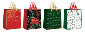 Gift Bag Christmas 265x330mm 12-pack, assorted patterns