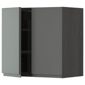 METOD Wall cabinet with shelves/2 doors, black/Voxtorp dark grey, 60x60 cm