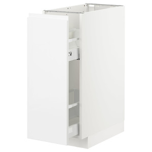 METOD Base cabinet/pull-out int fittings, white/Voxtorp high-gloss/white, 30x60 cm