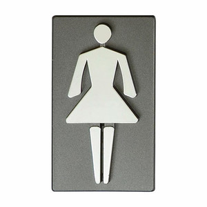 Toilet Sign for Ladies, 4.7x8.5 cm, graphite