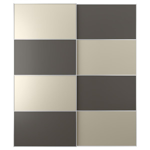 MEHAMN Pair of sliding doors, double sided dark grey/beige, 200x236 cm