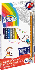 Fiorello Triangular Coloured Pencils Super Soft 12 Colours + 2 (Silver & Gold)