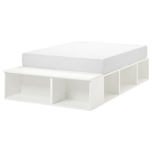 PLATSA Bed frame with storage, white, 140x200 cm