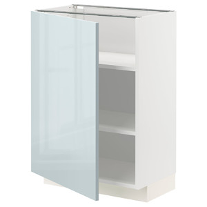 METOD Base cabinet with shelves, white/Kallarp light grey-blue, 60x37 cm