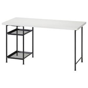 LAGKAPTEN / SPÄND Desk, white/black, 140x60 cm