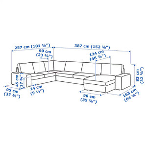 KIVIK Corner sofa, 6-seat w chaise longue, Kelinge grey-turquoise