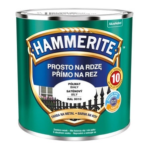 Hammerite Direct To Rust Metal Paint 0.25l, semi-matt white