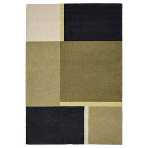 SKRIFTSPRÅK Rug, low pile, beige-green/dark blue, 170x240 cm