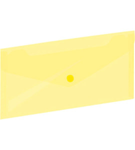 Case Envelope Plastic Wallet File with Button DL, yellow, 12pcs