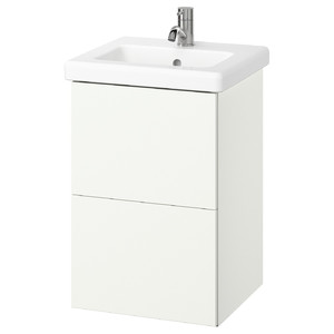 ENHET / TVÄLLEN Wash-stnd w drawers/wash-basin/tap, white, 44x43x65 cm