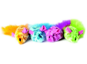Dingo Cat Toy Colorful Mice 2pcs, pink & blue