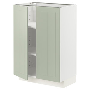 METOD Base cabinet with shelves/2 doors, white/Stensund light green, 60x37 cm