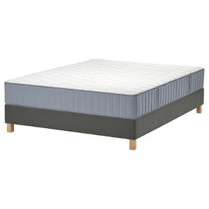LYNGÖR Divan bed, Vågstranda firm/light blue dark grey, Standard Double
