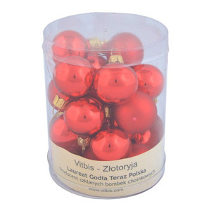 Christmas Baubles 3cm, glass, red, 20pcs