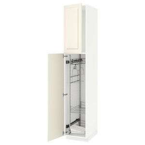 METOD High cabinet with cleaning interior, white/Bodbyn off-white, 40x60x220 cm