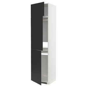 METOD High cab f fridge/freezer w 3 doors, white/Nickebo matt anthracite, 60x60x240 cm