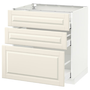 METOD / MAXIMERA Base cabinet with 3 drawers, white, Bodbyn off-white, 80x60 cm