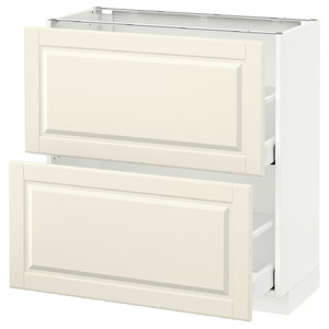 METOD / MAXIMERA Base cabinet with 2 drawers, white, Bodbyn off-white, 80x37 cm