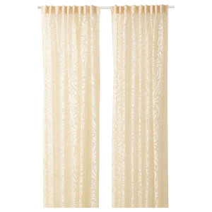 SKÄREFLY Sheer curtains, 1 pair, beige, 145x300 cm