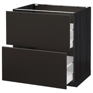 METOD / MAXIMERA Base cb 2 fronts/2 high drawers, black/Kungsbacka anthracite, 80x60 cm