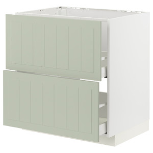METOD / MAXIMERA Base cab f sink+2 fronts/2 drawers, white/Stensund light green, 80x60 cm
