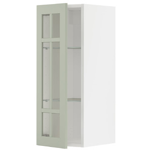 METOD Wall cabinet w shelves/glass door, white/Stensund light green, 30x80 cm