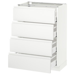METOD / MAXIMERA Base cab 4 frnts/4 drawers, white, Voxtorp matt white white, 60x37 cm
