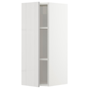 METOD Wall cabinet with shelves, white/Ringhult light grey, 30x80 cm